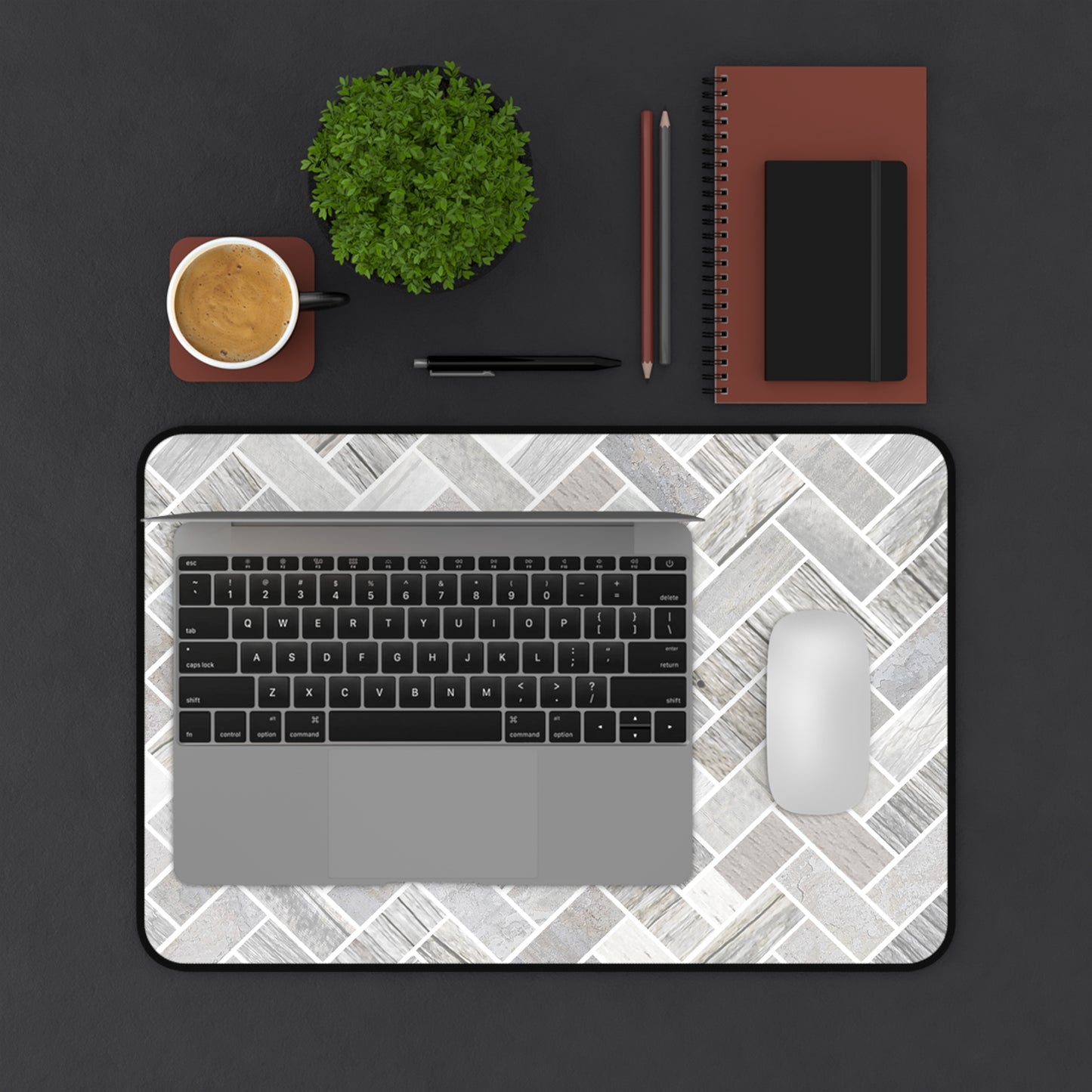 Elegant Herringbone Desk Mat