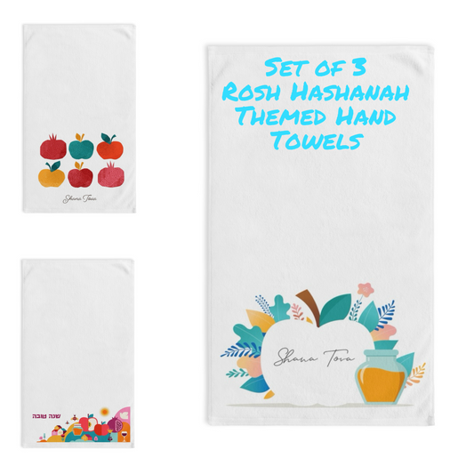 Set of 3 Rosh Hashanah Themed Hand Towels