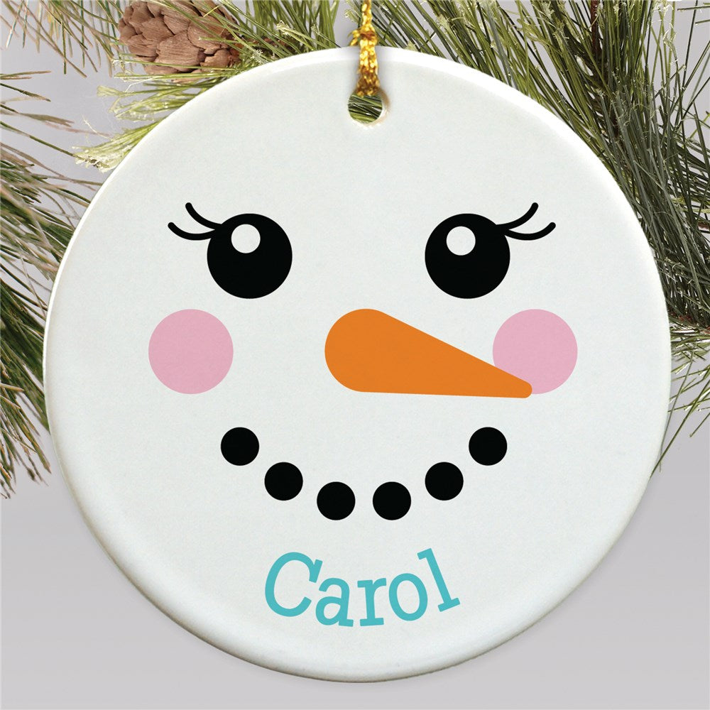 Personalized Little Lashes Snowman Round Ornament